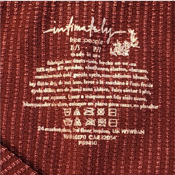 NWOT Free People Intimately Washed Pink Brown Ribbed Tank Top Size XS/S - Picture 5 of 7